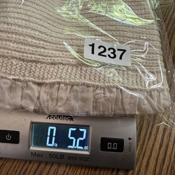 2/$30 Micas Boho Knit Strapless Peplum Top Womens M Beach Coquette Coastal Lace - Picture 5 of 11